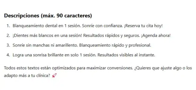 chatgpt prompt anuncios google ads descripciones