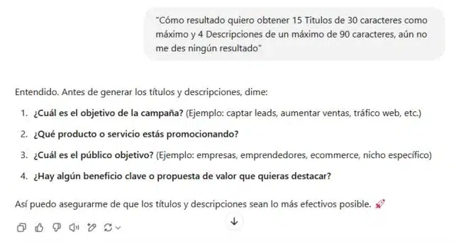 chatgpt prompt google ads objetivo 