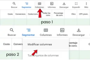 clic no válidos columnas 