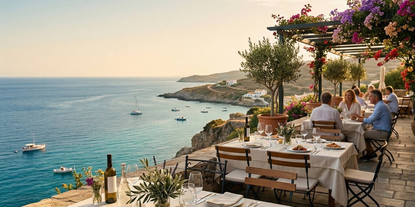 Terraza mediterránea con vistas al mar